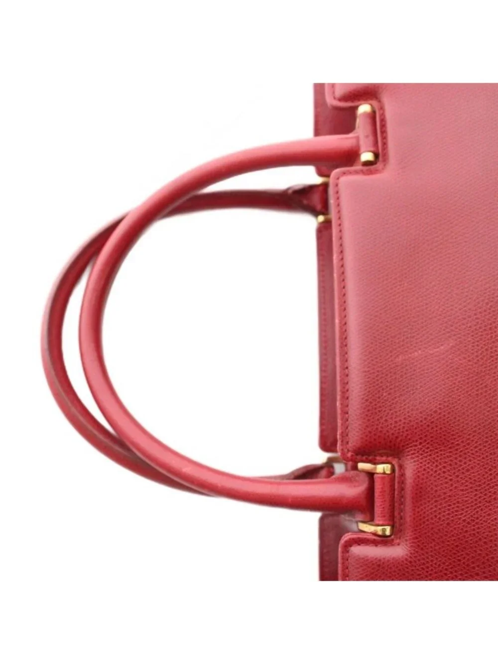 Gucci Tote Bag Business Briefcase Leather Red Embossed Logo YM